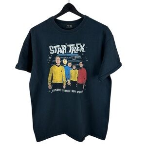 Mens Y2K Star Trek Crew Explore Strange New Worlds TV Promo Shirt Size L